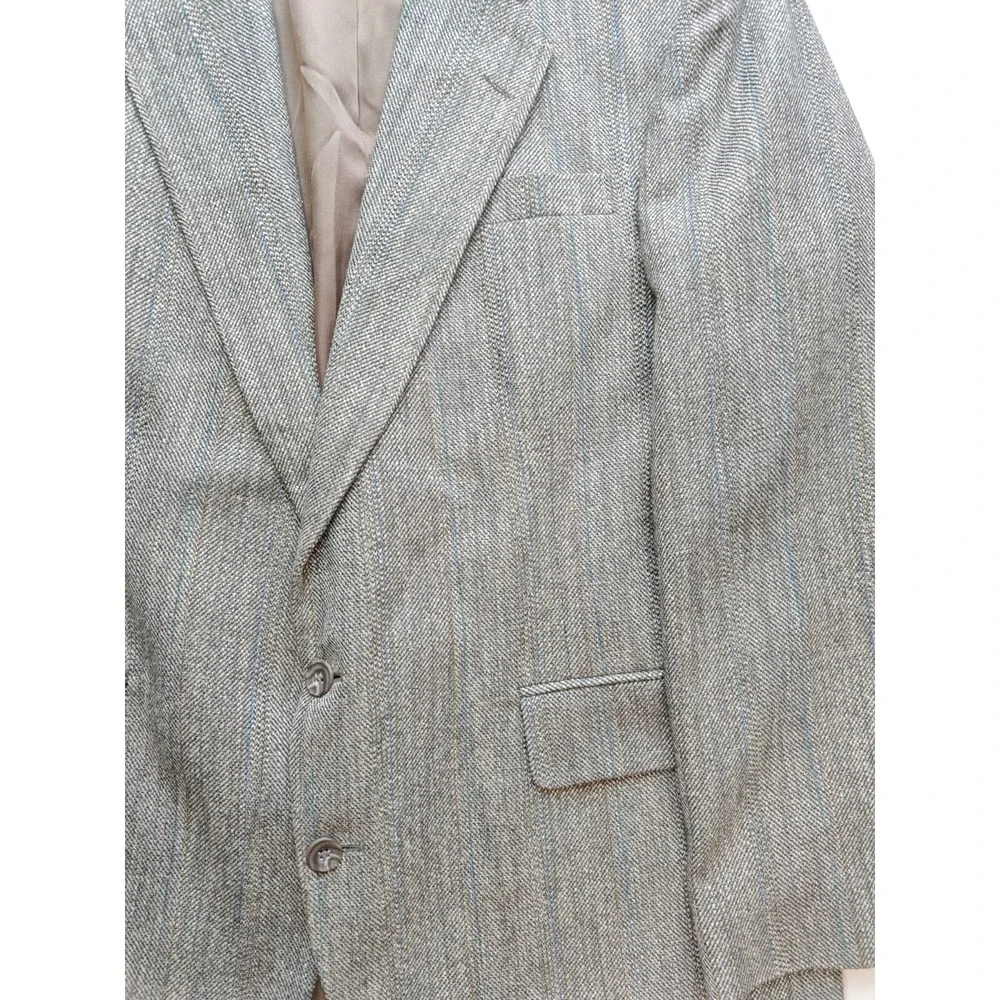Haggar Mens Vintage Tweed Blazer Sports Coat 42R Gray Herringbone USA L704